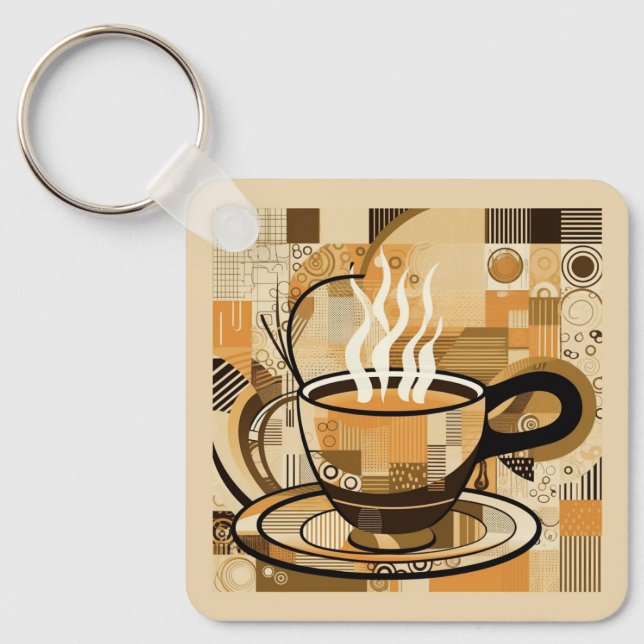 Porte-clés Café texte personnalisé (Recto)