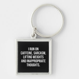 Porte-clés Caféine, Sarcasme, Poids Lifting, Pensées - Salle 