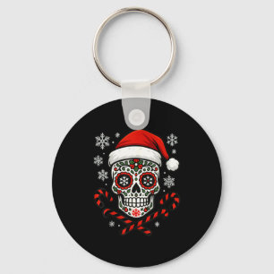 Porte-clés Calavera crâne sucre de Noël chapeau de Père Noël