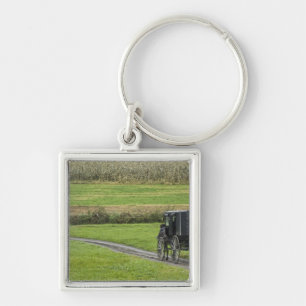 Porte-clés Calèche amish dans une allée de ferme, Ohio du Nor
