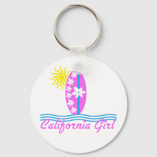 Porte-clés California Girl Pink Surfboard W/Sun