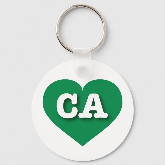 Porte-clés California Green Heart - J'aime CA (Recto)