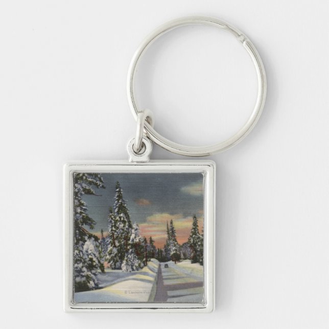 Porte-clés CaliforniaRim o' World Highway en hiver (Devant)