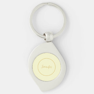 Porte-clés Calligraphie couleur or et crème moderne Plain uni