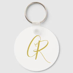 Porte-clés Calligraphie couleur or monogramme moderne minimal