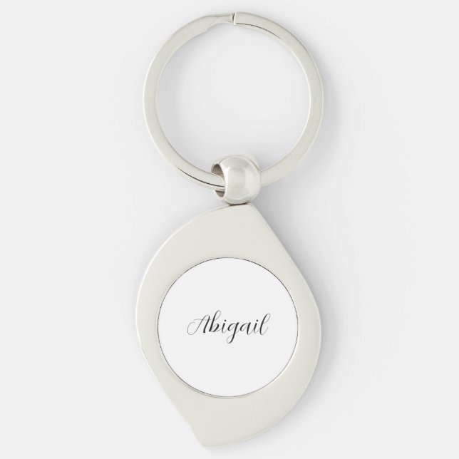Porte-clés Calligraphie Elégant Noir Blanc Plaine Nom simple (Devant)
