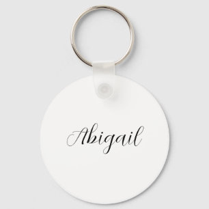Porte-clés Calligraphie Elégant Noir Blanc Plaine Nom simple