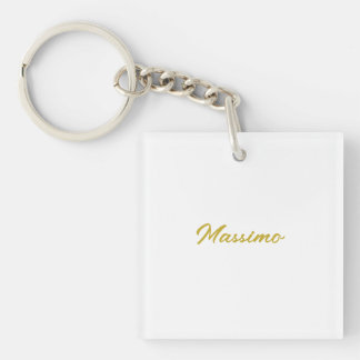 Porte-clés Calligraphie Élégant Or Blanc Simple Nom