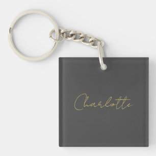 Porte-clés Calligraphie or couleur gris Personnalisé Edition