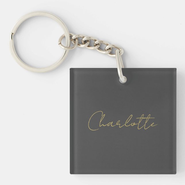 Porte-clés Calligraphie or couleur gris Personnalisé Edition  (Devant)