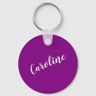 Porte-clés Calligraphie personnalisée minimaliste violet nom