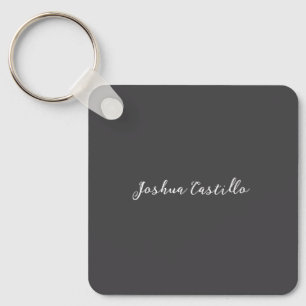 Porte-clés Calligraphie Simple Gris Nom Professionnel