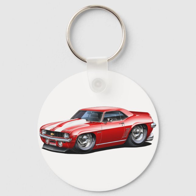 Porte-clés Camaro SS rouge-blanc 1969 (Recto)