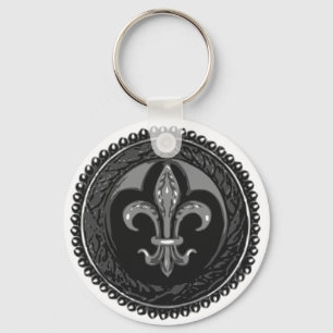 Porte-clés Camée noire Fleur de lis