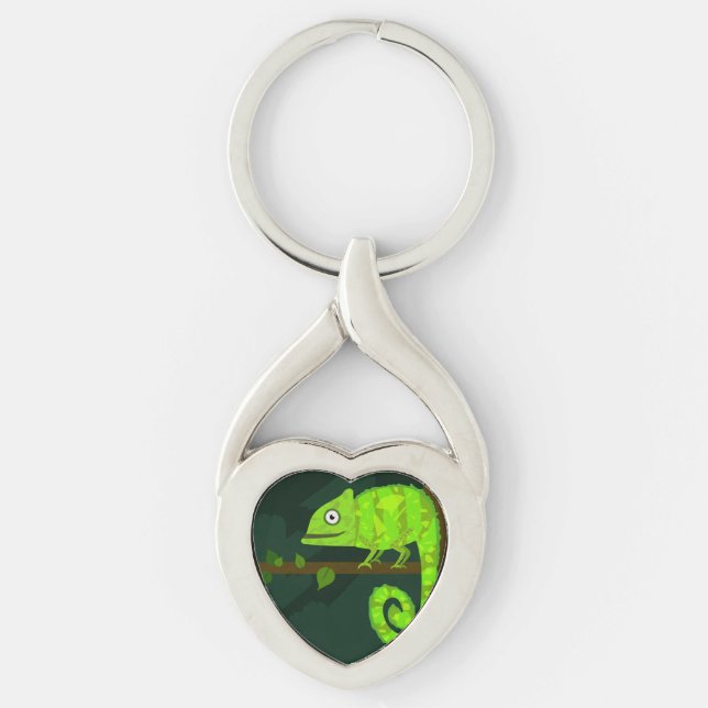 Porte-clés Caméléon mignon vert (Devant)