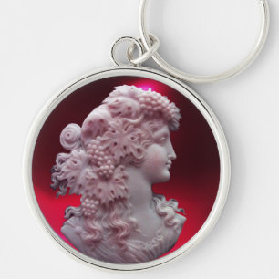 PORTE-CLÉS CAMEO ANTIQUE, DAME AUX RAISONS ET AUX GRAPEVINES