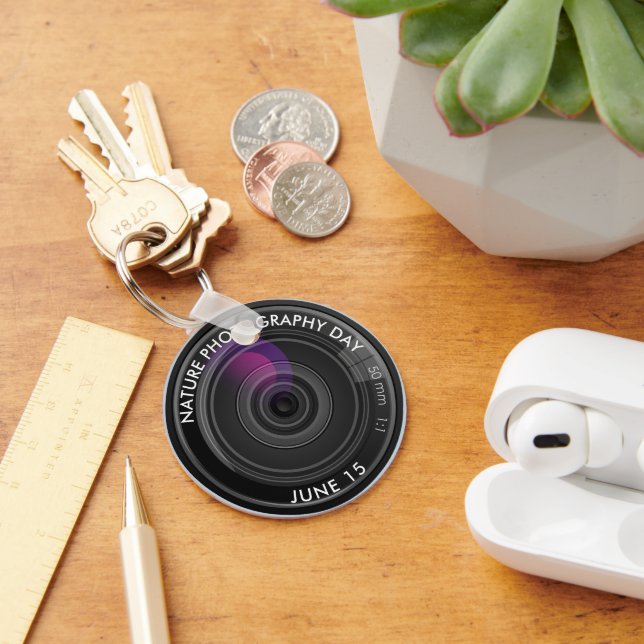 Porte-clés Camera Lens, Journée de la photographie naturelle (Bureau)