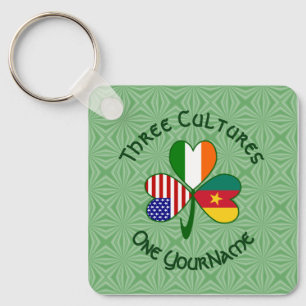 Porte-clés Cameroun Irlande USA Drapeaux Trèfle Votre Nom
