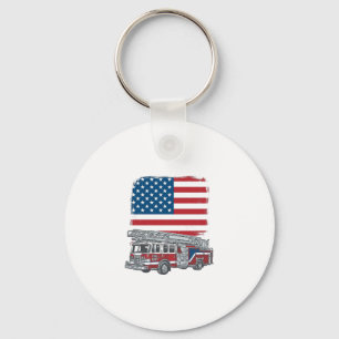 Porte-clés Camion de pompiers patriotique drapeau américain v