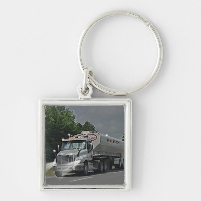 Porte-clés Camion gris de réservoir d'alimentation de bétail (Devant)