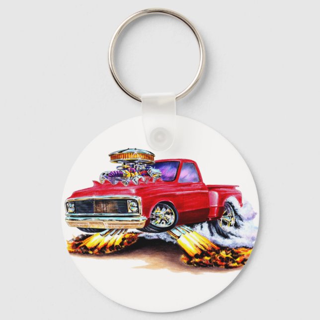 Porte-clés Camion rouge Chevy C10 1970-72 (Recto)