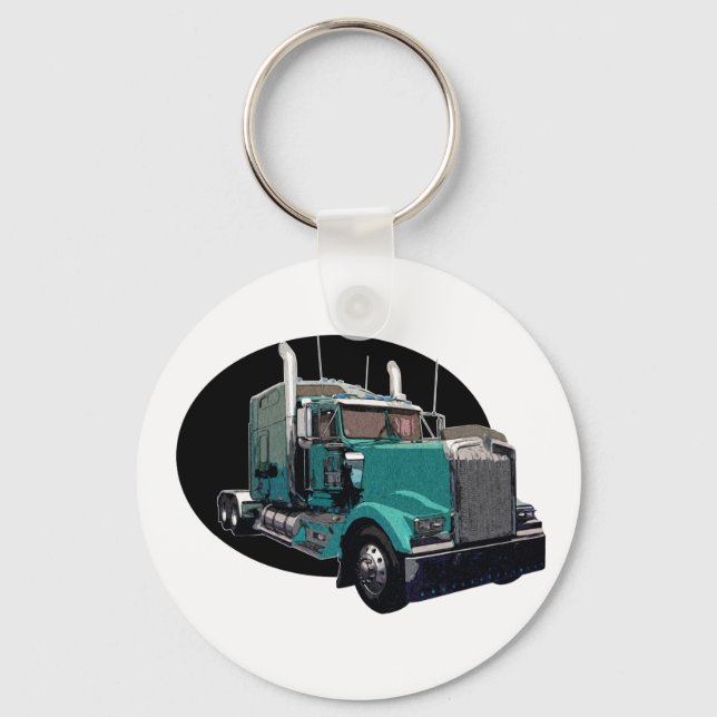 Porte-clés Camion semi-turquoise (Recto)