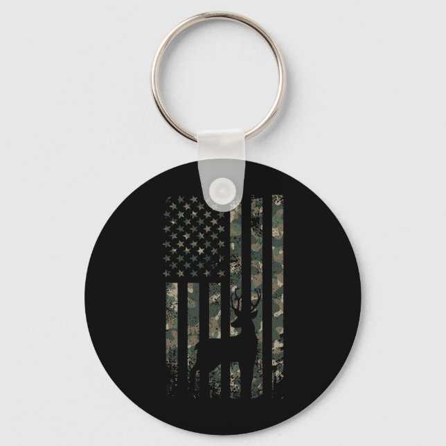 Porte-clés Camo Us Drapeau Cerf Elk Buck Camouflage Chasse Ch (Recto)
