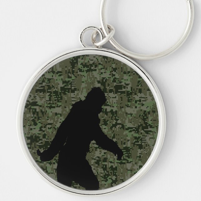 Porte-clés Camouflage numérique en silhouette noire Sasquatch (Devant)