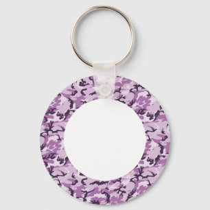 Porte-clés Camouflage rose/pourpre en bois - avec blanc