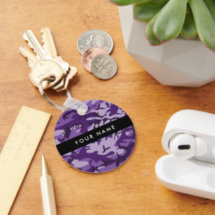 Porte-clés Camouflage Violet Personnalisez votre nom