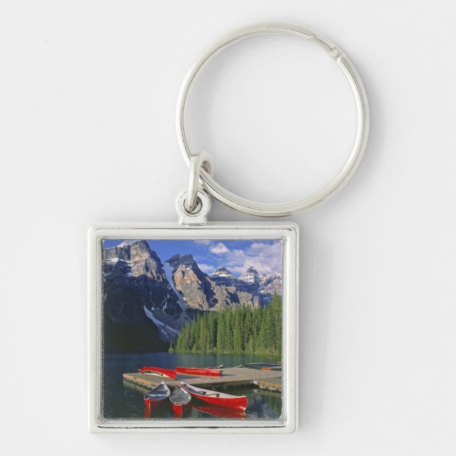 Porte-clés Canada, Alberta, Moraine Lake. Des pirogues rouges (Devant)
