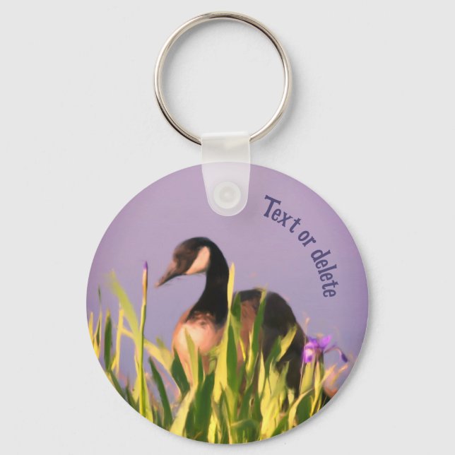 Porte-clés Canada Oie Iris Fleurs Animaux Personnalisés (Recto)