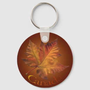 Porte-clés Canada Souvenir Key Chain Gold Chrome Maple Leaf
