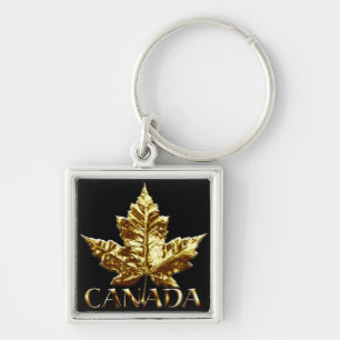 Porte-clés Canada Souvenir Key Chain Gold Chrome Maple Leaf