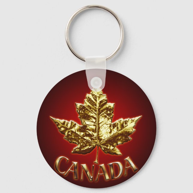 Porte-clés Canada Souvenir Porte - clé or Chrome Feuille d'ér (Recto)