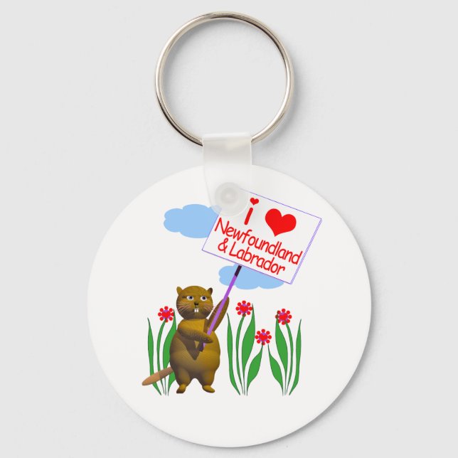 Porte-clés Canadian Beaver Loves Terre-Neuve, Labrador (Recto)