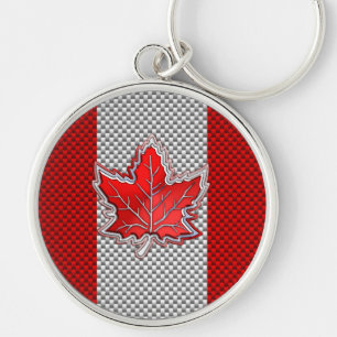 Porte-clés Canadian Red Maple Leaf Carbon Fiber retro style
