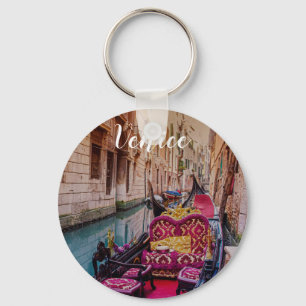Porte-clés Canal avec gondole traditionnelle à Venise, Italie