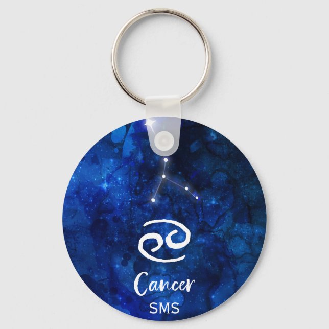 Porte-clés Cancer Constellation Zodiaque Galaxie bleue Monogr (Recto)