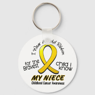 Porte-clés Cancer de l'Enfance Je Porte Du Ruban D'Or Pour Ma