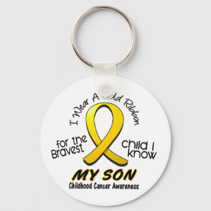 Porte-clés Cancer de l'Enfance Je Porte Du Ruban Or Pour Mon 