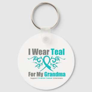 Porte-clés Cancer de l'ovaire Turquoise ruban Tribal Grandma