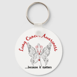 Porte-clés Cancer de poumon grunge du papillon 6,1 de