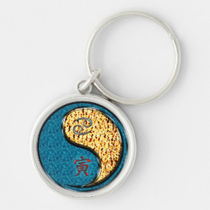 Porte-clés Cancer et tigre de feu