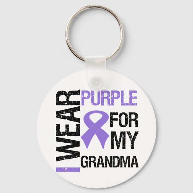 Porte-clés Cancer pancréatique Ruban pourpre (grand-mère) (Recto)