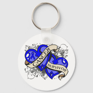 Porte-clés Cancer rectal Survivant double coeur