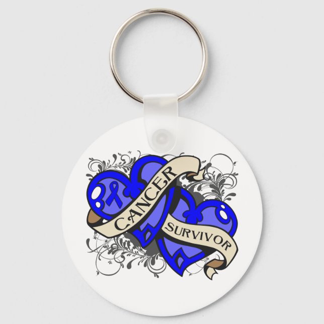Porte-clés Cancer rectal Survivant double coeur (Recto)