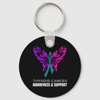 Porte-clés Cancer Sensibilisation Papillon bleu Turquoise ros
