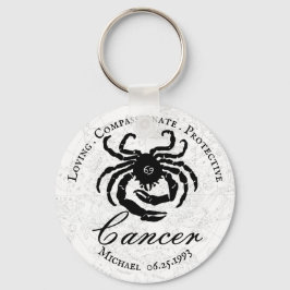 Porte-clés Cancer Zodiac Astrologie Traits Black White Custom