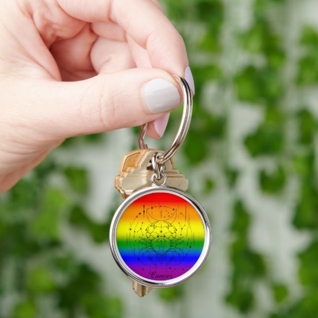 Porte-clés Cancer Zodiac Fierté LGBTQ Design d'astrologie arc (main)